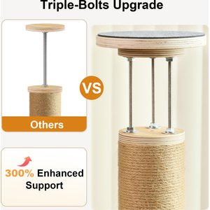 FUKUMARU 118-in Jute Rope Floor-to-Ceiling Cat Tree & Condo with Hammock, Brown