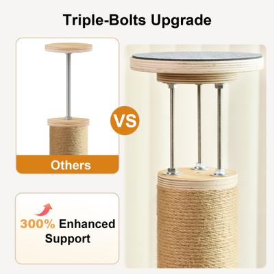 Show full view: FUKUMARU 118-in Jute Rope Floor-to-Ceiling Cat Tree & Condo with Hammock, Brown slide 3 of 11