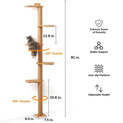 Show full view: FUKUMARU 81-in Jute Rope 5-Tier Cat Tree with Scratching Posts, Brown slide 4 of 11