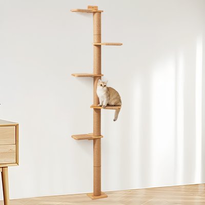 FUKUMARU FUKUMARU 81-in Jute Rope 5-Tier Cat Tree with Scratching Posts, Brown