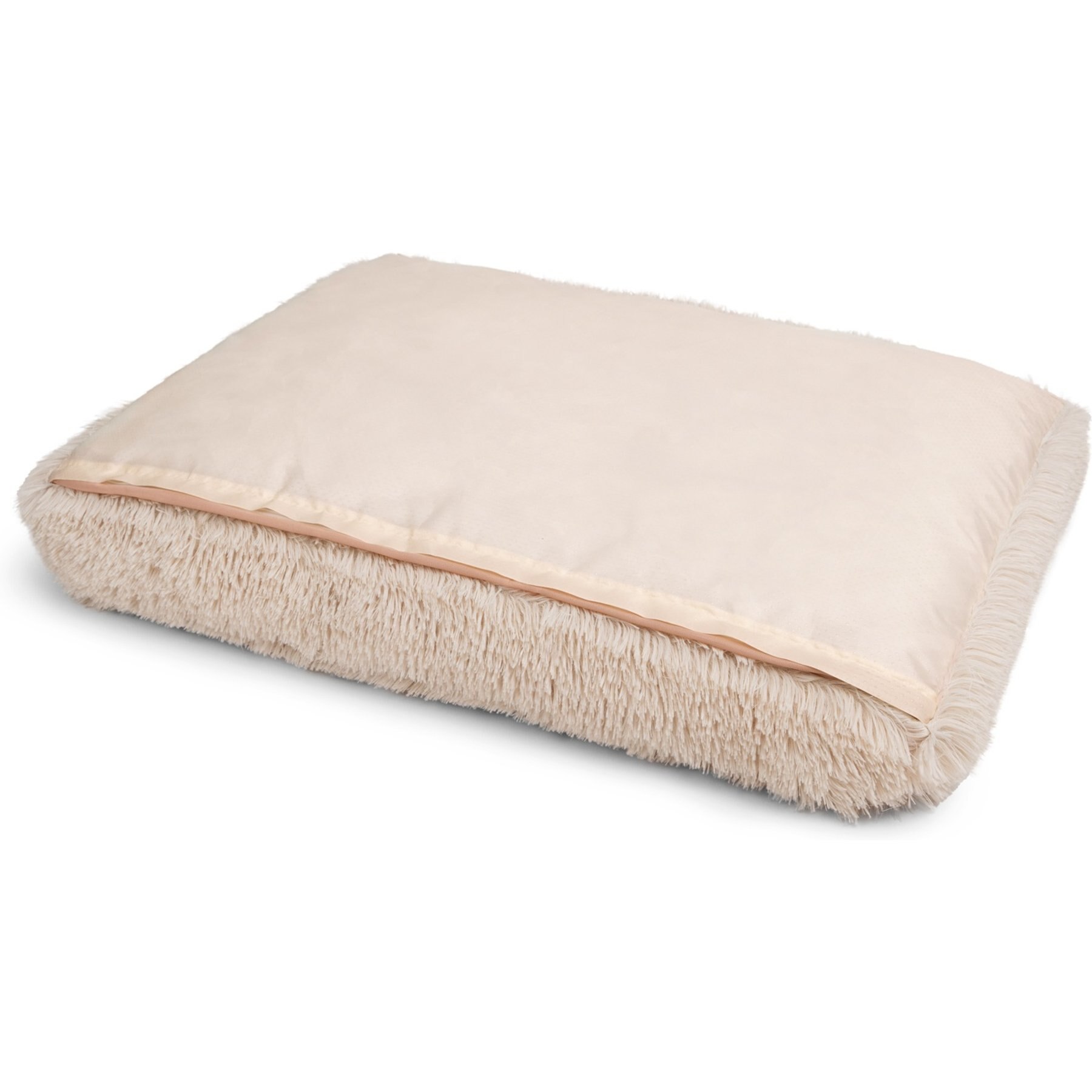 Sherry Kline Pet Collection Shaggy Fur Rectangle Dog Bed, Taupe, 30 x 42 x 4-in