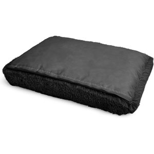 Sherry Kline Pet Collection Shaggy Fur Rectangle Dog Bed, Black, 30 x 42 x 4-in