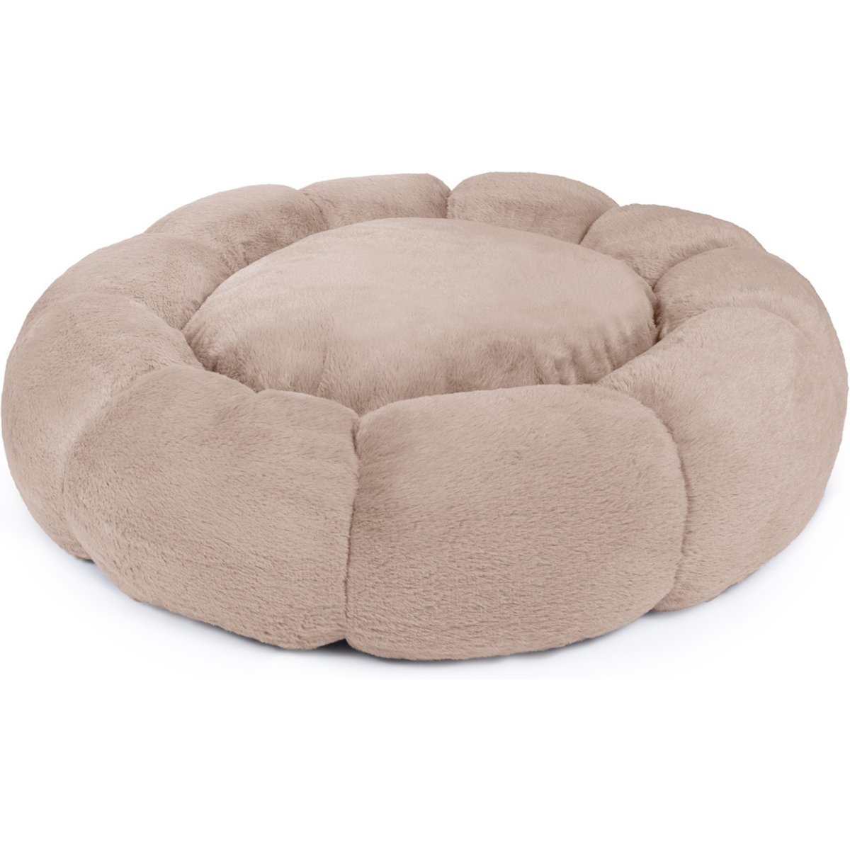 Sherry Kline Pet Collection Daisy Round Bolster Dog Bed, Taupe, 21-in