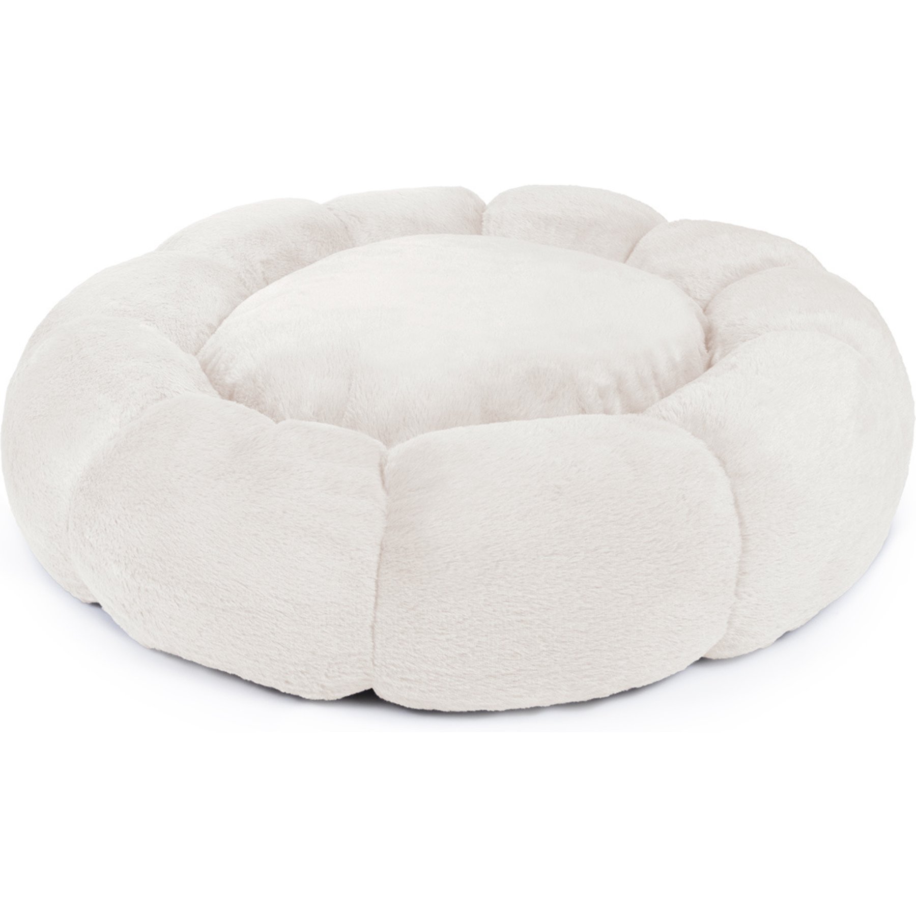 Sherry Kline Pet Collection Daisy Round Bolster Dog Bed, Ivory, 21-in