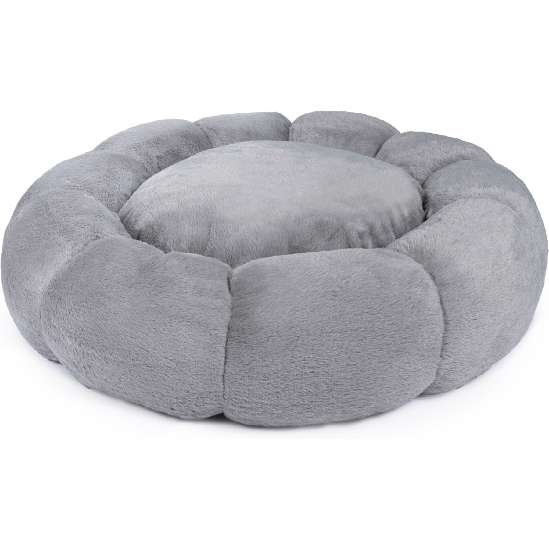 Sherry Kline Pet Collection Daisy Round Bolster Dog Bed, Grey, 21-in