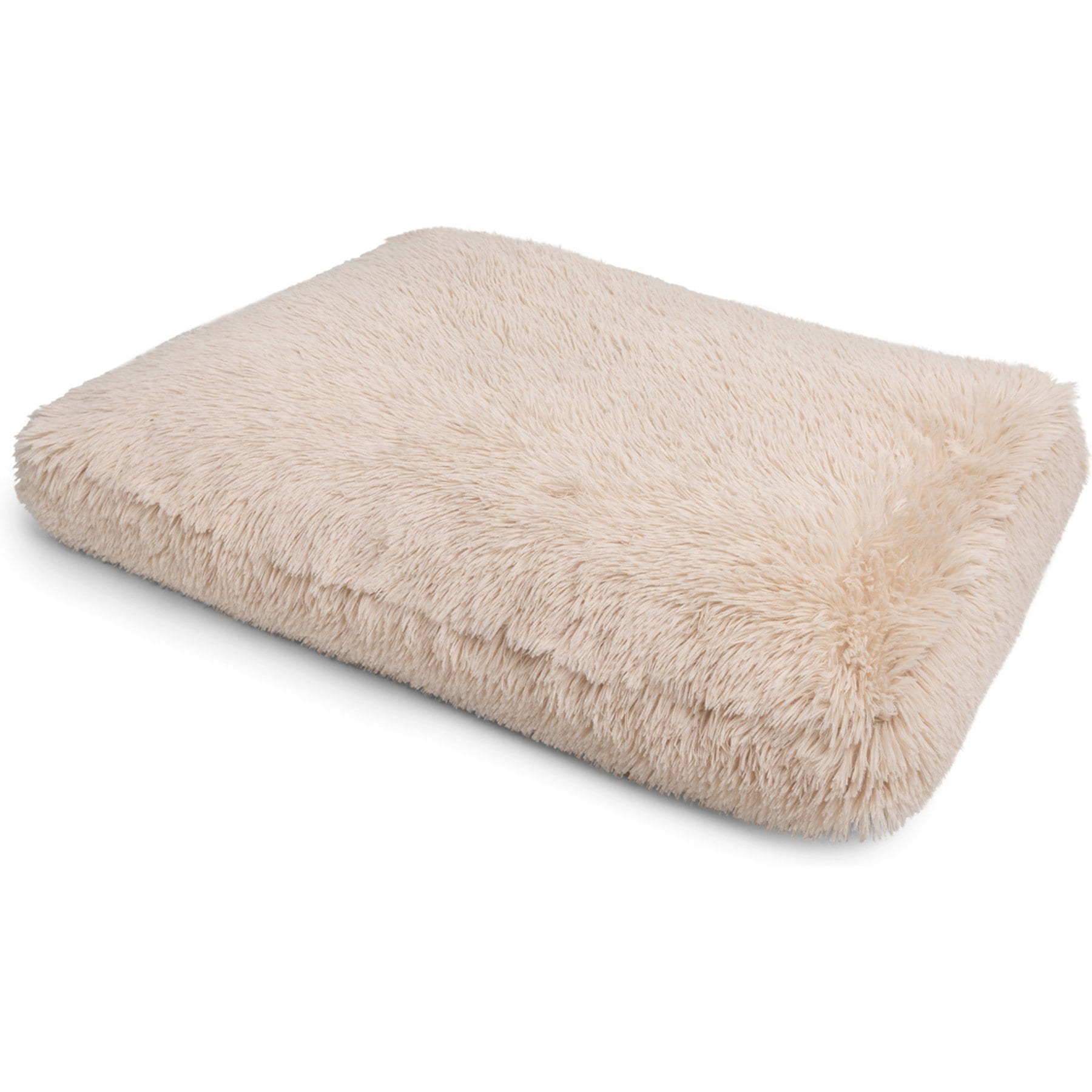 Sherry Kline Pet Collection Shaggy Fur Rectangle Dog Bed, Taupe, 42 x 54 x 5-in
