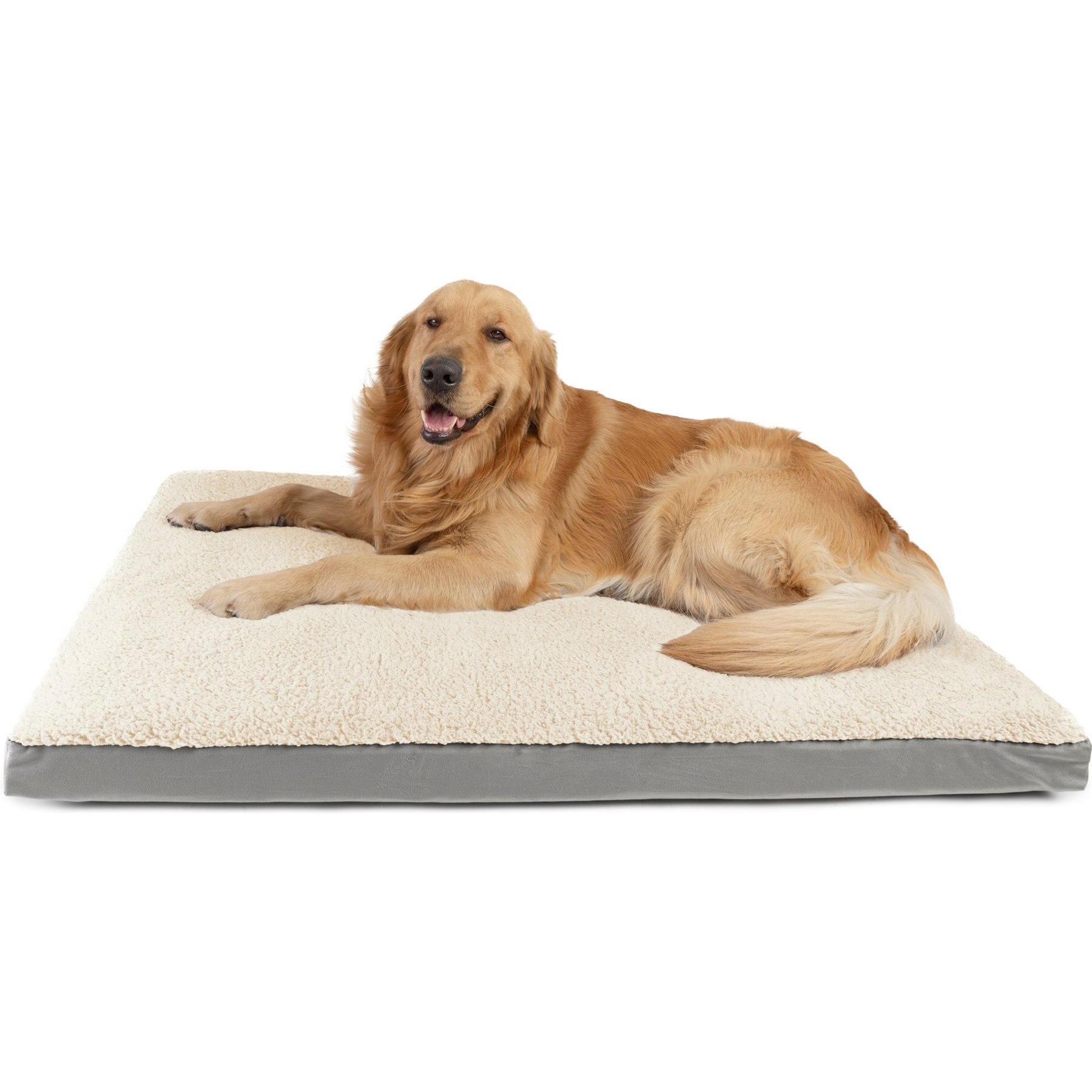 Sherry Kline Pet Collection Sherpa Reverse To Velvet Dog Crate Mat, Natural/Grey, Large