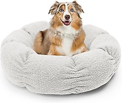Sherry Kline Pet Collection Boucle Round Donut Bolster Dog Bed, 21-in, Ivory