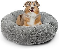 Sherry Kline Pet Collection Boucle Round Donut Bolster Dog Bed, 21-in, Grey