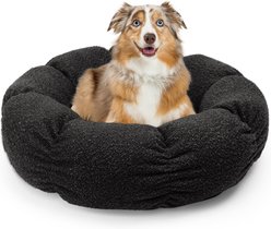 Sherry Kline Pet Collection Boucle Round Donut Bolster Dog Bed, 21-in, Black