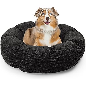 Sherry Kline Pet Collection Boucle Round Donut Bolster Dog Bed, 21-in, Black