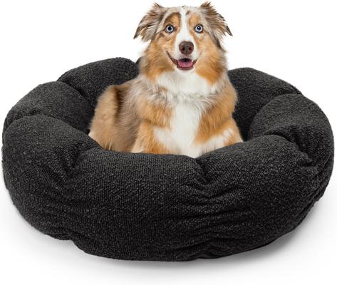 Show full view: Sherry Kline Pet Collection Boucle Round Donut Dog Bed, Black, 27 x 27 x 4-in slide 3 of 5