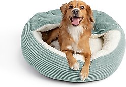 Sherry Kline Pet Collection Corduroy Hoodie Bolster Dog Bed, 21-in, Teal
