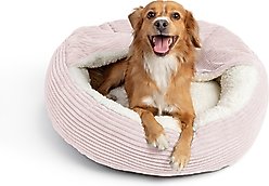 Sherry Kline Pet Collection Corduroy Hoodie Round Dog Bed, Powder Pink, 27 x 27 x 4-in