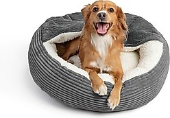 Sherry Kline Pet Collection Corduroy Hoodie Bolster Dog Bed, 21-in, Dark Grey
