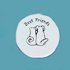 Basic Spirit Best Friends Dog & Cat Charm Bowl with Pawprint Design Box