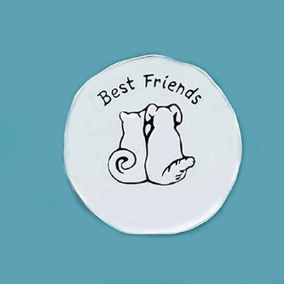 Basic Spirit Basic Spirit Best Friends Dog & Cat Charm Bowl with Pawprint Design Box
