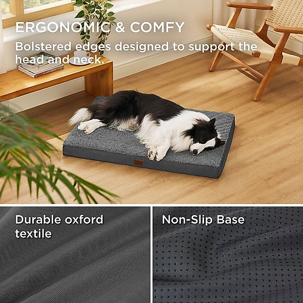 Show full view: Bedsure Orthopedic Waterproof Dog Mat & Bed with Sherpa & Oxford Fabric Removable Cover, Dark Grey, Large slide 2 of 9