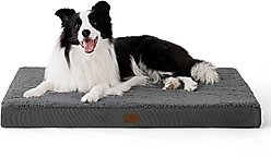 Bedsure Orthopedic Waterproof Dog Mat & Bed with Sherpa & Oxford Fabric Removable Cover, Dark Grey, Large