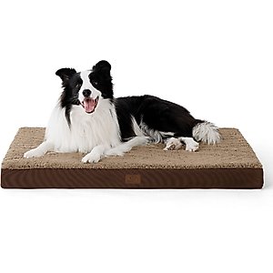 Bedsure Orthopedic Waterproof Dog Mat & Bed with Sherpa & Oxford Fabric Removable Cover, Brown, Large