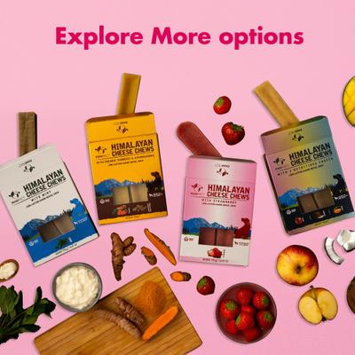 Show full view: Pawfect Himalayan Cheese Chews Large All Natural High-Protein Grain-Free with Strawberry Dental Dog Treats, 3 count slide 7 of 9