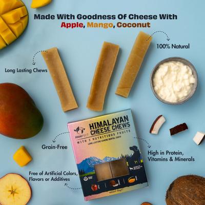 Show full view: Pawfect Himalayan Cheese Chews Medium All Natural High-Protein Grain-Free with Apple, Coconut & Mango Dental Dog Treats, 3 count slide 4 of 9