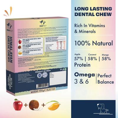 Show full view: Pawfect Himalayan Cheese Chews Medium All Natural High-Protein Grain-Free with Apple, Coconut & Mango Dental Dog Treats, 3 count slide 3 of 9