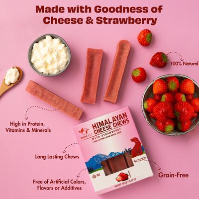 Show full view: Pawfect Himalayan Cheese Chews Medium All Natural High-Protein Grain-Free Strawberry Dental Dog Treats, 3 count slide 4 of 9