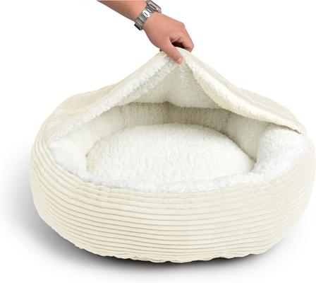Show full view: Sherry Kline Pet Collection Corduroy Hoodie Bolster Dog Bed, 21-in, Natural slide 3 of 4