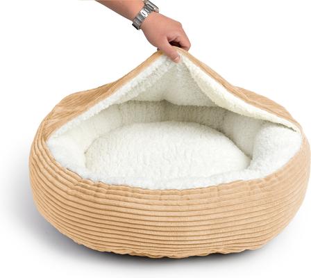 Show full view: Sherry Kline Pet Collection Corduroy Hoodie Bolster Dog Bed, 21-in, Gold slide 2 of 3