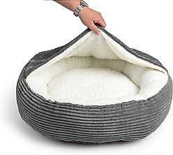 Sherry Kline Pet Collection Corduroy Hoodie Bolster Dog Bed, 21-in, Dark Grey slide 2 of 3