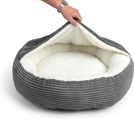 Show full view: Sherry Kline Pet Collection Corduroy Hoodie Bolster Dog Bed, 21-in, Dark Grey slide 3 of 4