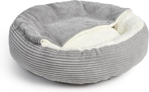 Show full view: Sherry Kline Pet Collection Corduroy Hoodie Bolster Dog Bed, 21-in, Light Grey slide 3 of 4