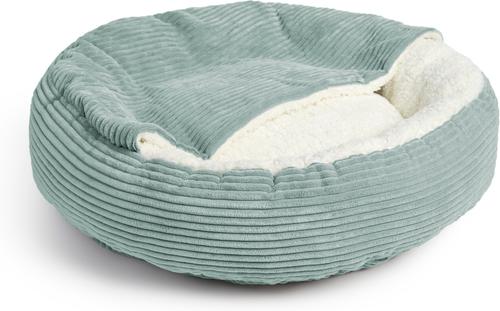 Show full view: Sherry Kline Pet Collection Corduroy Hoodie Bolster Dog Bed, 21-in, Teal slide 3 of 3