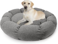 Sherry Kline Pet Collection Boucle Round Donut Dog Bed, Grey, 45 x 45 x 5-in