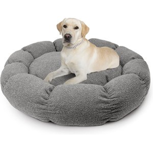 Sherry Kline Pet Collection Boucle Round Donut Dog Bed, Grey, 45 x 45 x 5-in