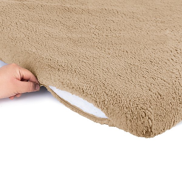 Show full view: Sherry Kline Pet Collection Sherpa Reversible Dog Crate Mat, Taupe, Large slide 4 of 4