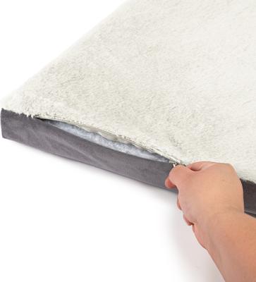 Show full view: Sherry Kline Pet Collection Faux Fur Reverse To Velvet Dog Crate Mat, Natural/Grey, 28 x 42 x 3-in slide 3 of 4