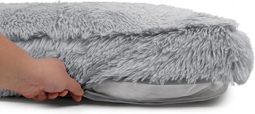 Show full view: Sherry Kline Pet Collection Shaggy Fur Rectangle Dog Bed, Light Grey, 26 x 36 x 4-in slide 2 of 5