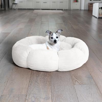 Show full view: Sherry Kline Pet Collection Daisy Round Bolster Dog Bed, Ivory, 21-in slide 3 of 4