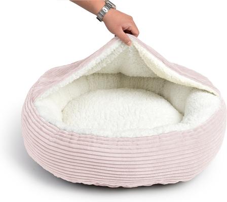 Show full view: Sherry Kline Pet Collection Corduroy Hoodie Round Dog Bed, Powder Pink, 27 x 27 x 4-in slide 3 of 3