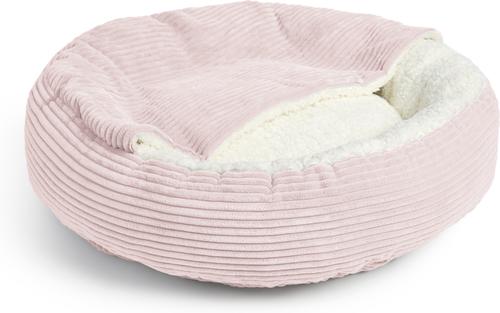 Show full view: Sherry Kline Pet Collection Corduroy Hoodie Round Dog Bed, Powder Pink, 27 x 27 x 4-in slide 2 of 3