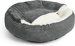 Sherry Kline Pet Collection Corduroy Hoodie Round Dog Bed, Dark Grey, 27 x 27 x 4-in slide 2 of 3