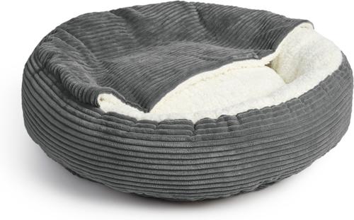 Show full view: Sherry Kline Pet Collection Corduroy Hoodie Bolster Dog Bed, 21-in, Dark Grey slide 4 of 4