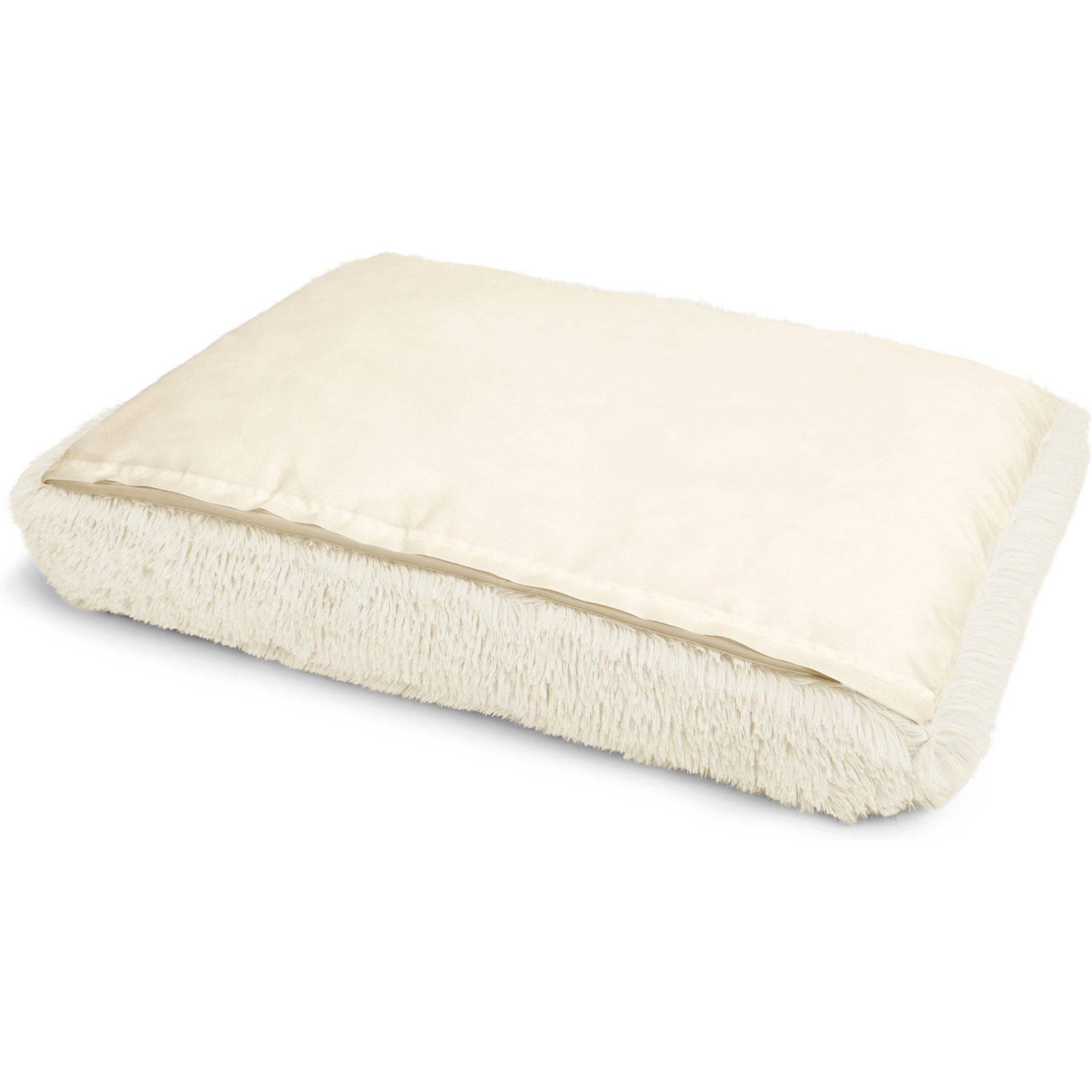 Sherry Kline Pet Collection Shaggy Fur Rectangle Dog Bed, Natural, 30 x 42 x 4-in