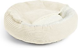 Sherry Kline Pet Collection Corduroy Hoodie Round Dog Bed, Natural, 36 x 36 x 4-in slide 2 of 3