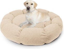 Sherry Kline Pet Collection Boucle Round Donut Dog Bed, Taupe, 45 x 45 x 5-in