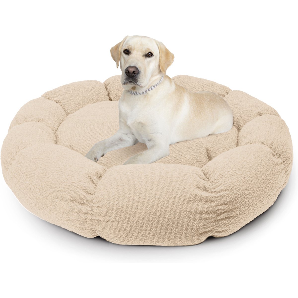 Sherry Kline Pet Collection Boucle Round Donut Dog Bed, Taupe, 45 x 45 x 5-in