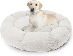 Sherry Kline Pet Collection Boucle Round Donut Dog Bed, Ivory, 45 x 45 x 5-in