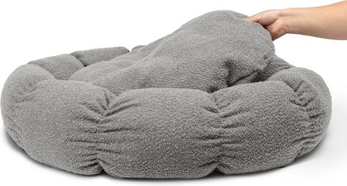 Show full view: Sherry Kline Pet Collection Boucle Round Donut Dog Bed, Grey, 45 x 45 x 5-in slide 3 of 5